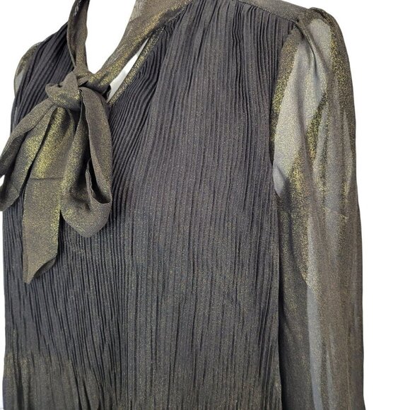Nanette Lepore Shimmery Black and Gold Blouse Size Small - Picture 2 of 16